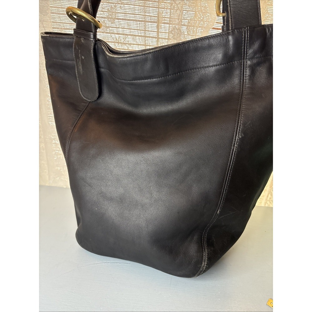 Vintage COACH Black Leather, Soho Duffle Tote Bag, Large, 4082 90s USA - Picture 3 of 16